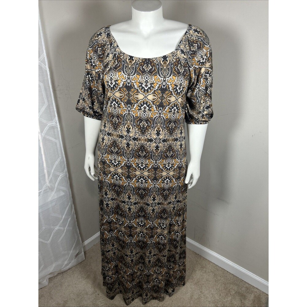 Jessica London Maxi Dress 18/20 Paisley Stretch Career Casual‎ Modest Classic